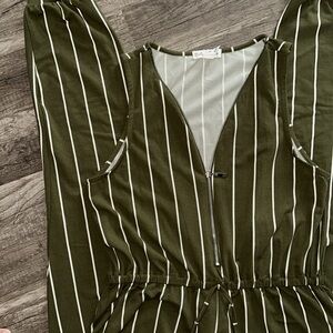 Streetwear Society Olive Green Striped Romper